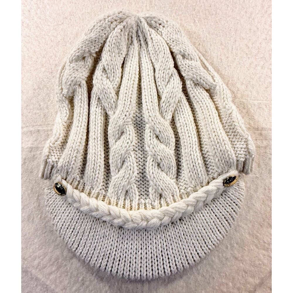 Calvin Klein cable knit beanie hat Ladies White Ivory